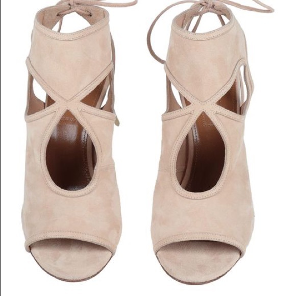 Aquazzura Sexy Thing Nude Peep Toe Heels size 39 1/2 - Picture 4 of 10